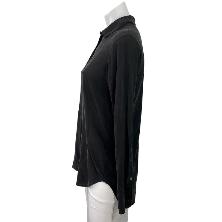 Everlane Women's Black Collared Casual Long Sleeve Button Down Shirt Top Size M