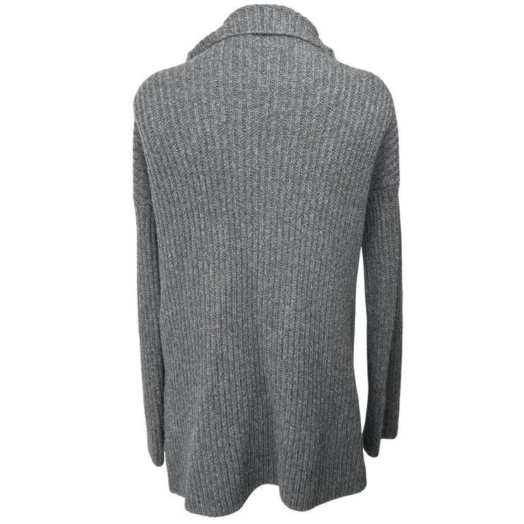 James Perse Gray Wool Alpaca Chunky Knit Draped Oversized Cardigan Sweater Top 3