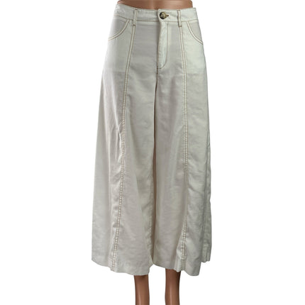 Zara Women's White Cream High Waisted Wide Leg Baggy Denim Jeans Pants Size XS