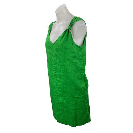 Pedro Del Hierro Women's Green Sleeveless V Neck Tank Mini Shift Dress Size 6