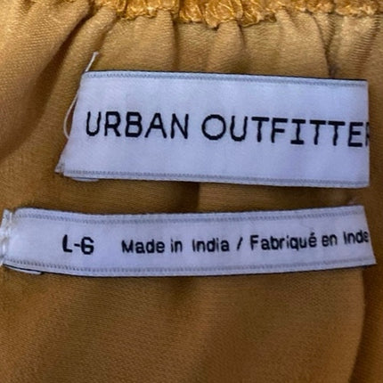 Urban Outfitters Gold Velvet Velour Plunging Sleeveless Peplum Blouse Top Size L