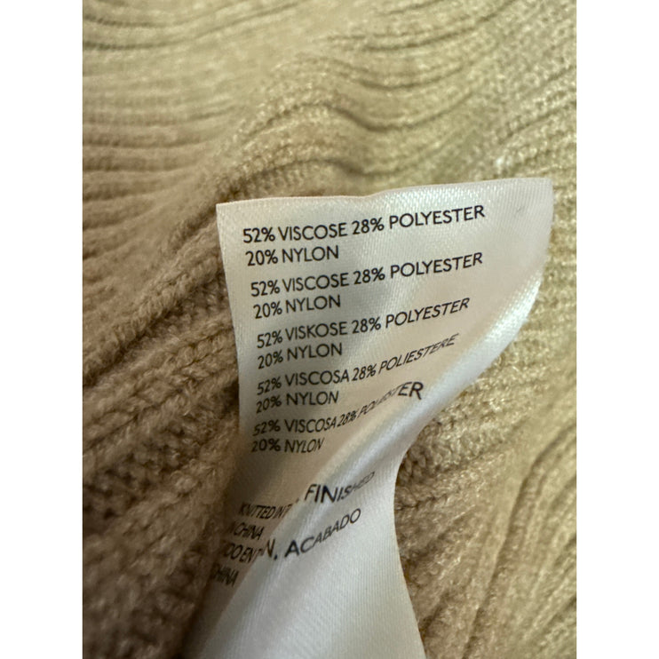 Anthropologie Tan Rib Knit Long Batwing Sleeve Drop Shoulder Sweater Top Size XS