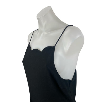 Monteau Women's Black Sleeveless Scallop Pleated Cami Tank A Line Mini Dress L