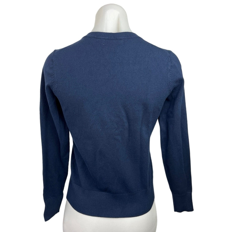 Charter Club Women's Blue Long Sleeve Crew Neck Button Up T-shirt Tee Top Sz M