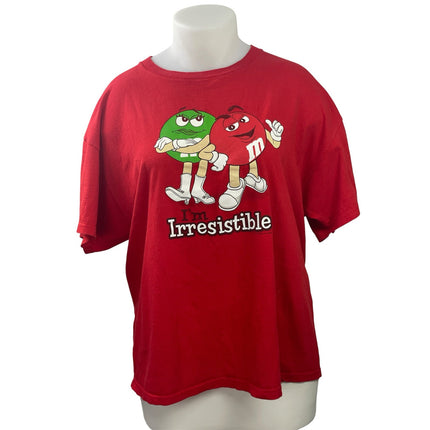 M&M's I'm Irresistible Womens Red Short Sleeve Graphic Tee T-shirt Top Size XL