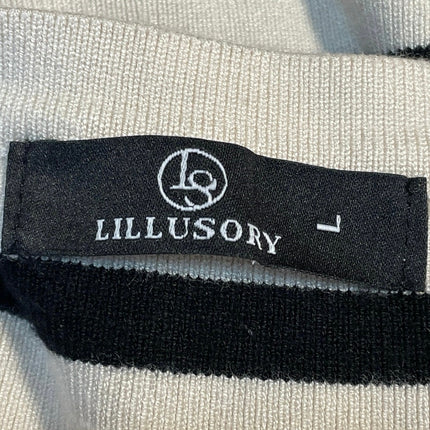 Illusory Women's Cream Black Striped Sleeveless Button Up Crop Cardigan Size L