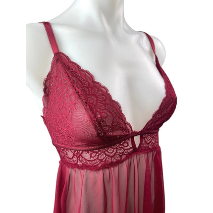 Rachel Roy Red Lace Sheer Sleeveless Cami Camisole Lingerie Evening Dress Size S