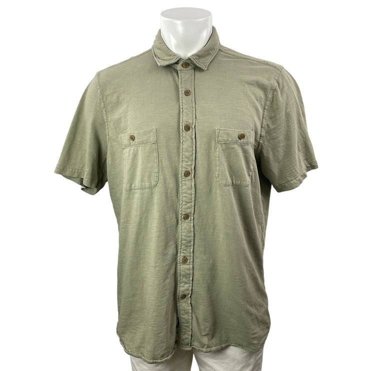 Faherty Mens Olive Green Chest Pocket Short Sleeve Button Down Shirt Top Size XL