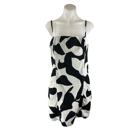 Abercrombie & Fitch Black White Linen Abstract Sleeveless Mini Cami Tank Dress M