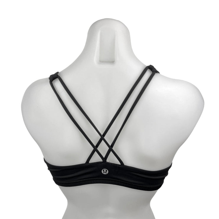 Lululemon Black Scoop Neck Cross Back Workout Athletic Sports Bra Top Size 8