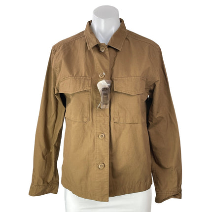 NEW Uniqlo Women's Tan Pocket Button Down Military Shirt Jacket Shacket Size S