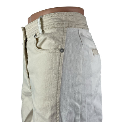 Something Navy Women's Beige White Colorblock Wide Leg Trousers Pants Size S