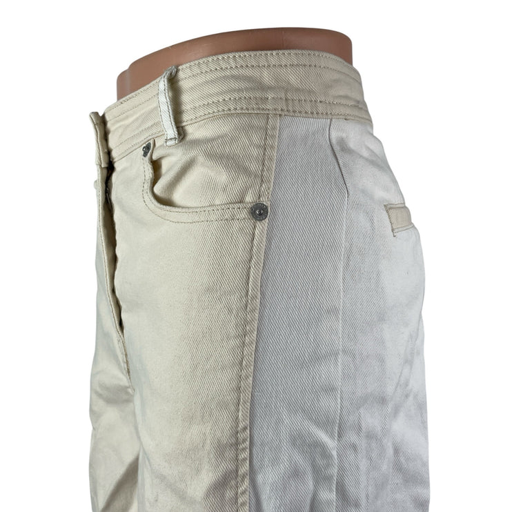 Something Navy Women's Beige White Colorblock Wide Leg Trousers Pants Size S