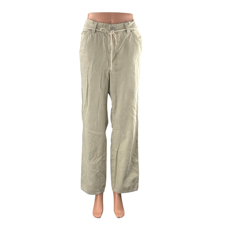 Levi's Beige Stripe High Rise Straight Palazzo Wide Leg Dad Denim Jeans Pants 28