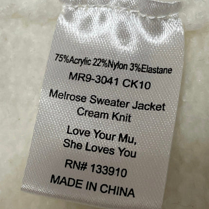 Show Me Your Mumu Melrose Women's White Long Sleeves Knit Sweater Coat Jacket L
