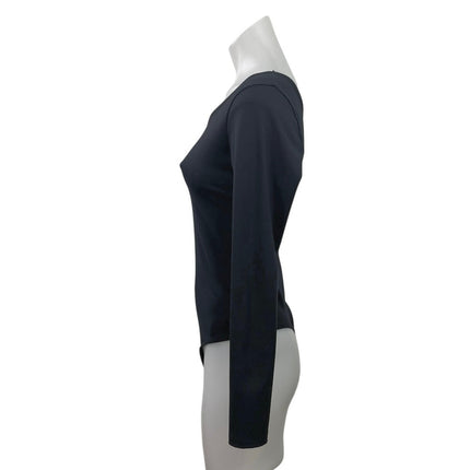 Abercrombie & Fitch Black One Shoulder Long Sleeve Thong Bodysuit Top Size S