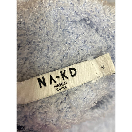 NA-KD Women's Blue Boucle Rib Knit Turtleneck Long Sleeve Sweater Top Size M