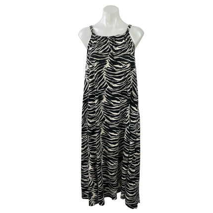 H&M Womens Black Pattered Zebra Print Sleeveless Oversized Maxi Tank Dress Sz S