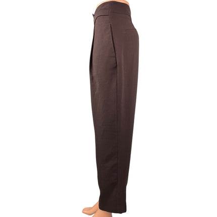 Zara Women's Brown Asymmetrical High Waist Tapered Ankle Crop Trouser Pants S