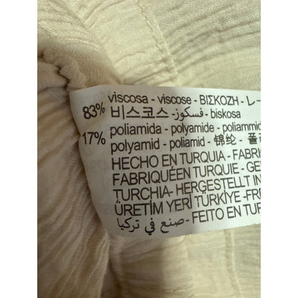 NEW Zara Beige Crinkled Textured Wide Leg High Waist Trousers Lounge Pants Sz S