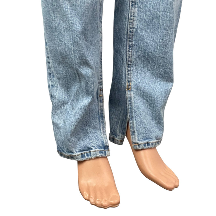 Zara Women's Blue Light Wash Slit High Waisted Straight Denim Jeans Size 8