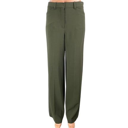 Theory Women's Olive Green High Rise Relaxed Straight Leg Trouser Dress Pants 0