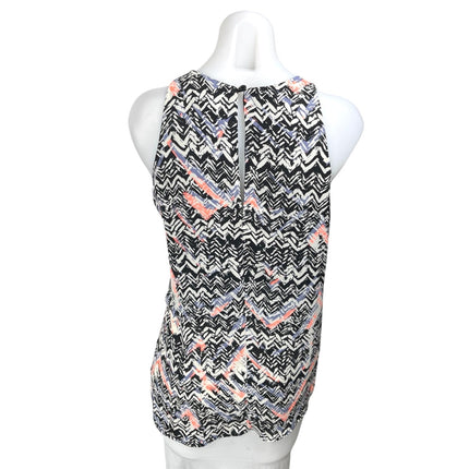 Aqua Black Multicolor Chevron Sleeveless Cami Camisole Slit Tunic Tank Top Sz S
