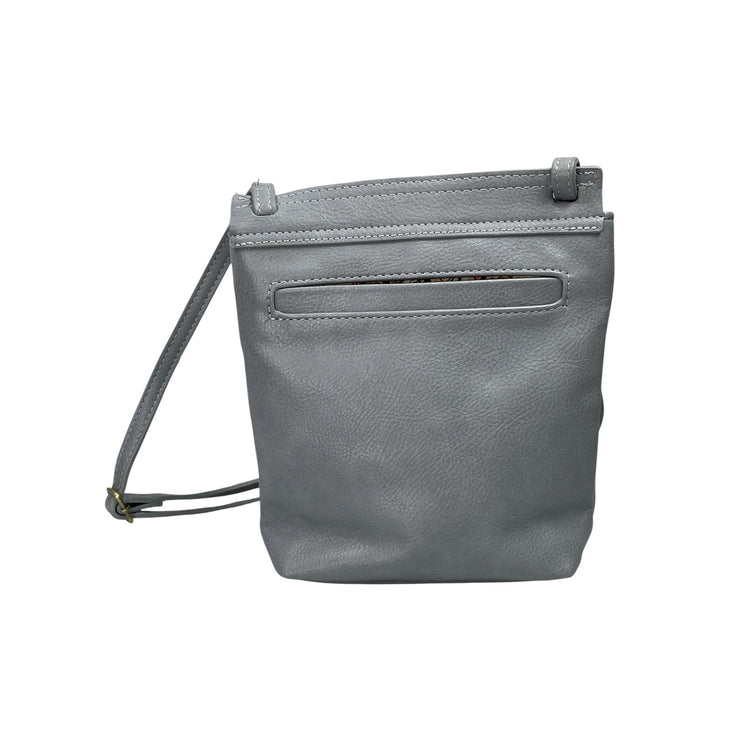 Joy Susan Jensy Chambray Blue Vegan Leather Front Flap Magnetic Crossbody Bag