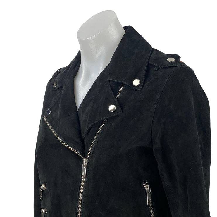 Beymen Club 100% Lamb Leather Men's Black Long Sleeve Moto Biker Coat Jacket XS