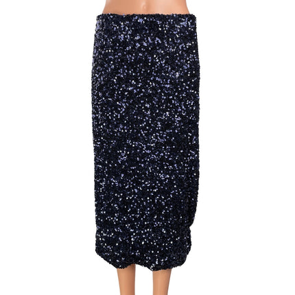 GAP Women's Black Navy Blue High Waisted Sequin Embellished Midi Skirt Size L