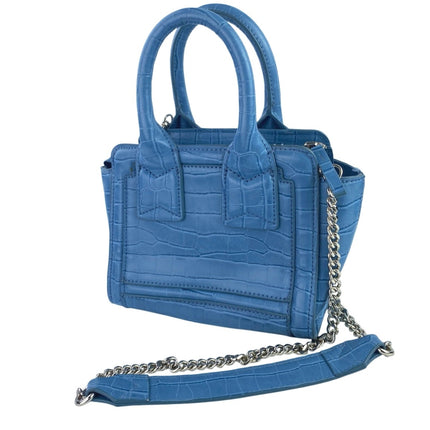 Zara Blue Faux Leather Vegan Croc Crossbody Chain Mini City Bag Handbag OS