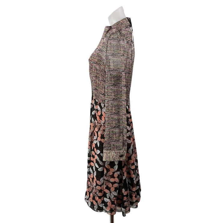 NEW Byron Lars Beauty Marks Womens Brown Long Sleeves Floral Flared Mini Dress 4