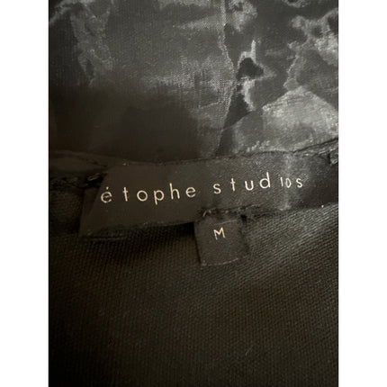 Etophe Studios Women's Black Short Puff Balloon Sleeve Mesh Blouse Top Size M