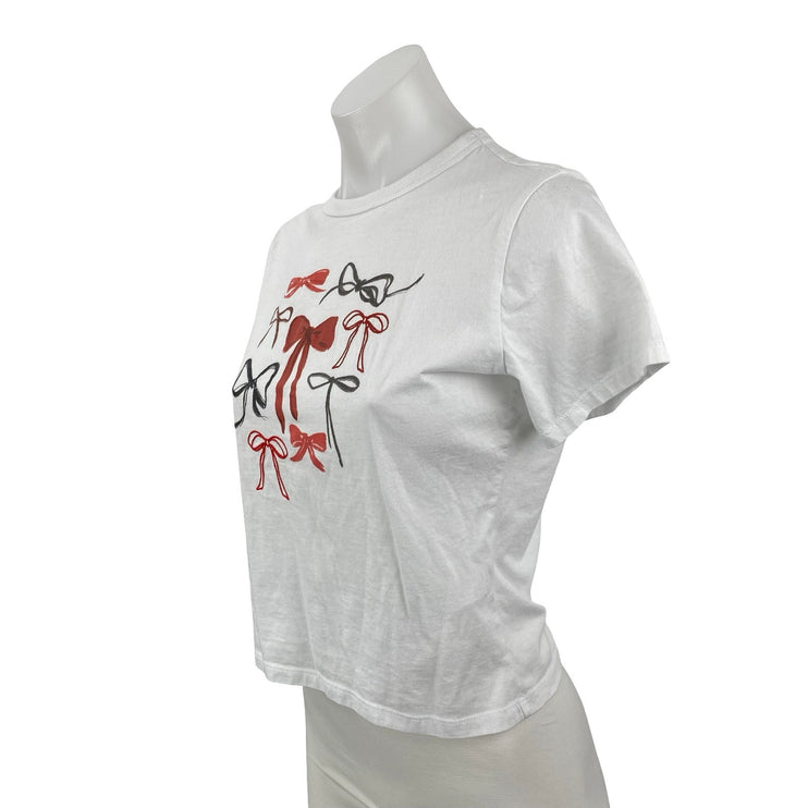 Abercrombie & Fitch Women's Skimming Bows Graphic Crop Baby Tee T-Shirt Top XS