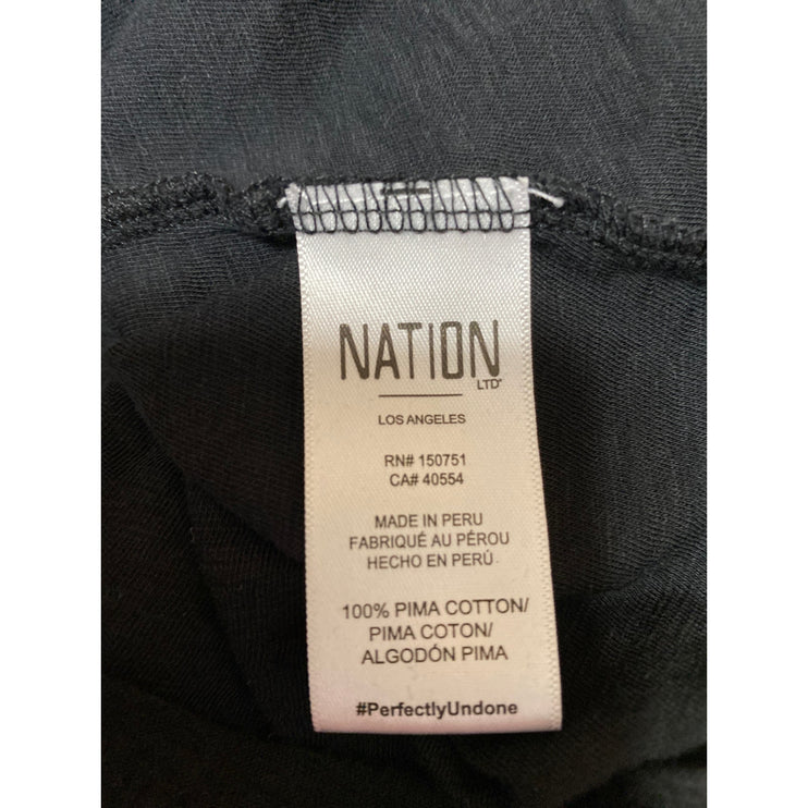 NATION Ltd Women's Black Long Puff Sleeve Tiered Square Neck Blouse Top Size XS