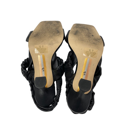 Sam Edelman Marlena Black Ruffle Ruched Slender Slingback Heel Sandals Size 7
