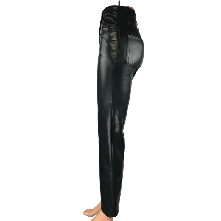 Aritzia Wilfred The Melina Black Faux Leather Vegan Straight Trouser Pants Sz 0