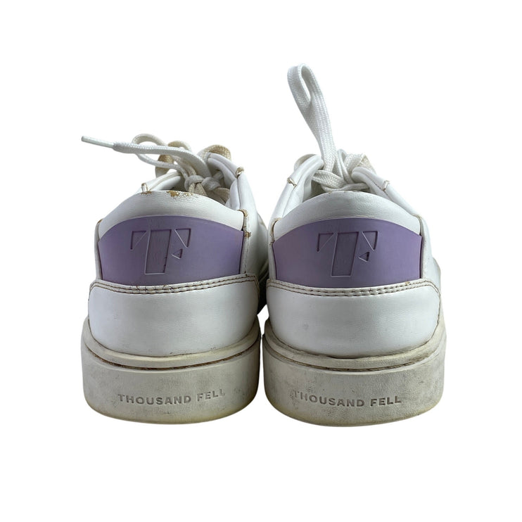 Thousand Fell Women's White Purple Vegan Leather Lace Up Sneakers Shoes Size 8.5