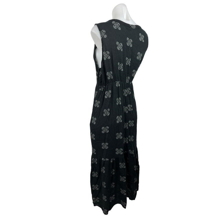 Universal Thread Womens Floral Black Sleeveless V-Neck A-Line Maxi Dress Size 1X