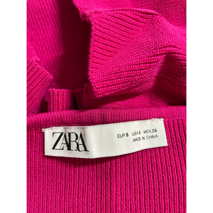 Zara Womens Pink Ribbed Sleeveless Sweetheart Neck Crop Cami Camisole Tank Top S