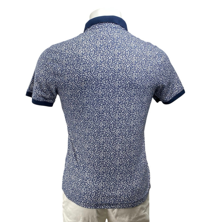 Banana Republic Men's Blue Floral Short Sleeve Golf Cotton Polo Shirt Top Size S