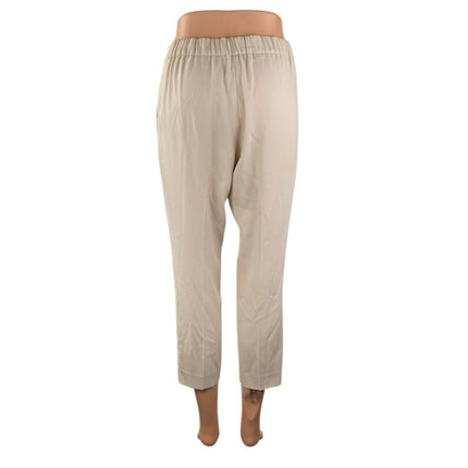 Aritzia Babaton Women's Beige High Rise Tapered Cropped Trousers Pants Size S