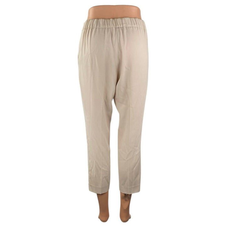 Aritzia Babaton Women's Beige High Rise Tapered Cropped Trousers Pants Size S