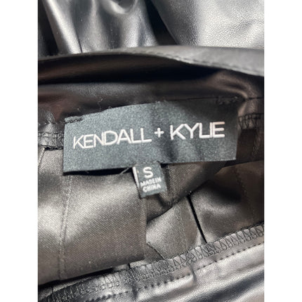Kendall & Kylie Black Faux Leather Pleated Mini Skater Flared A-Line Skirt Sz S