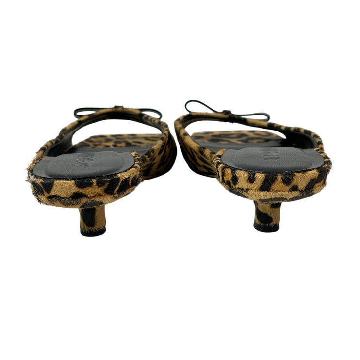 Steve Madden Meme Leopard Calf Hair Leather Kitten Heel Slide Sandals Size 7.5