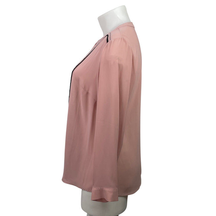 Eloquii Pink Long Sleeve Pintucked Round Neck Button Down Shirt Top Size 16