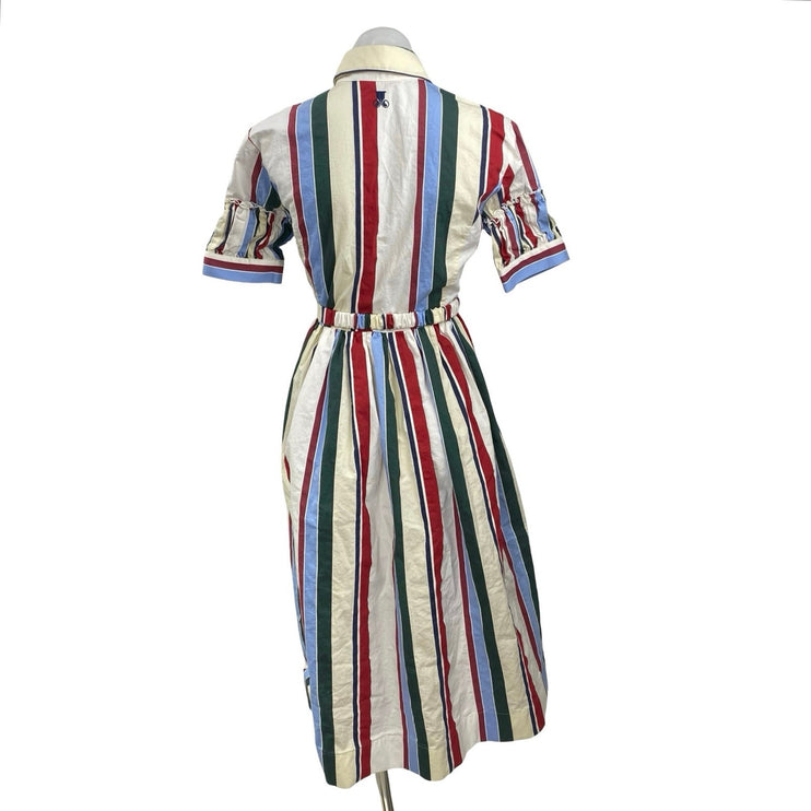 MSRP $1,290 La DoubleJ Libertine Striped Jacquard Midi A-Line Shirt Dress Sz XS