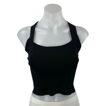 NBD Women's Black Sleeveless Knit Crisscross Back Yoga Athletic Crop Top Size M
