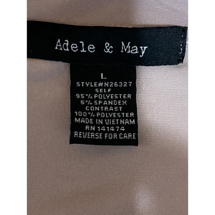 Adele & May Women's Pink Quarter Sleeve Pockets Button Down Blouse Shirt Top L