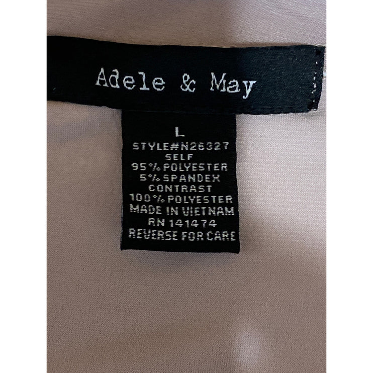 Adele & May Women's Pink Quarter Sleeve Pockets Button Down Blouse Shirt Top L